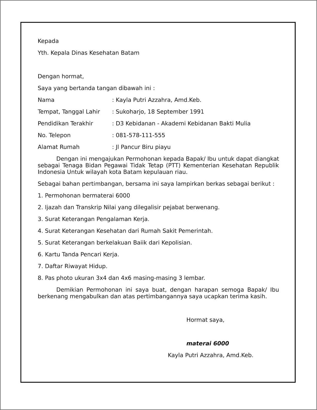 Detail Contoh Surat Lamaran Bidan Nomer 36