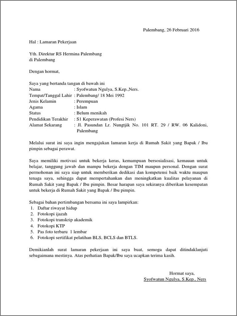 Detail Contoh Surat Lamaran Bidan Nomer 38