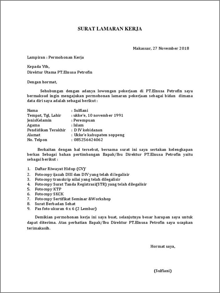Detail Contoh Surat Lamaran Bidan Nomer 44