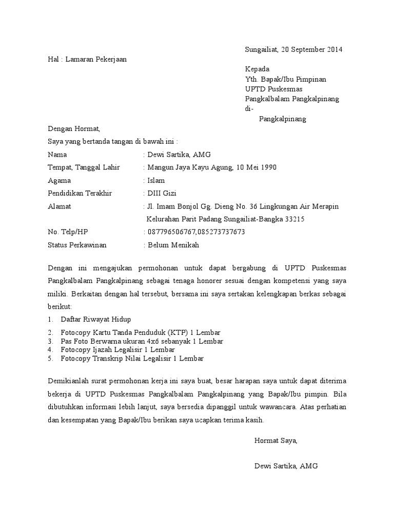 Detail Contoh Surat Lamaran Bidan Nomer 46