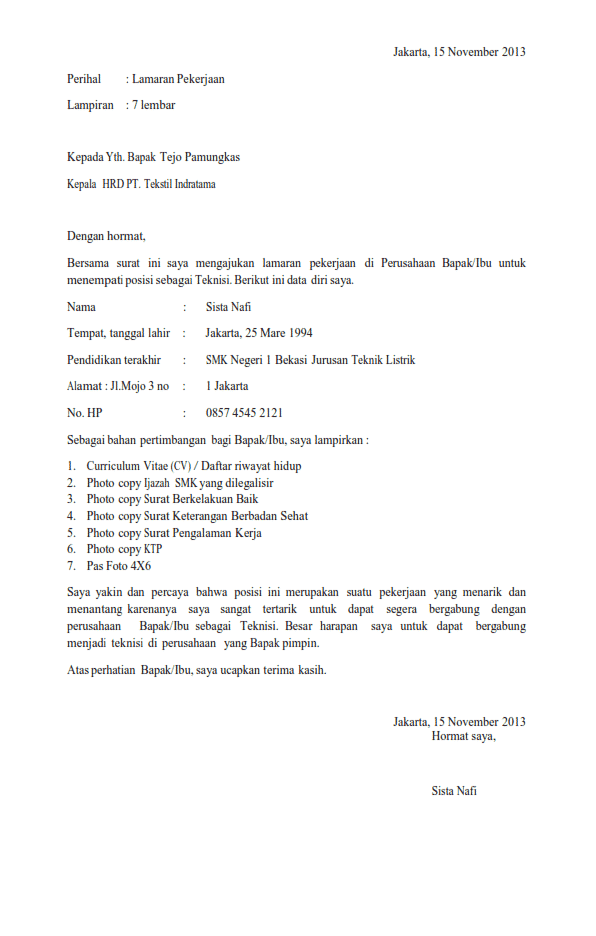 Detail Contoh Surat Lamaran Bidan Nomer 50