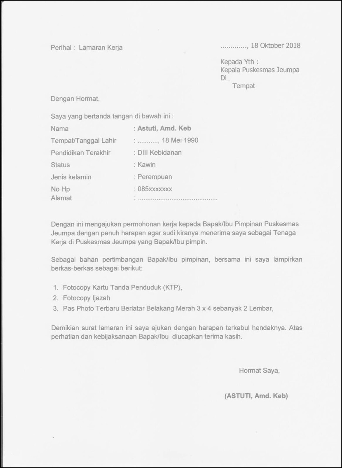 Detail Contoh Surat Lamaran Bidan Nomer 56