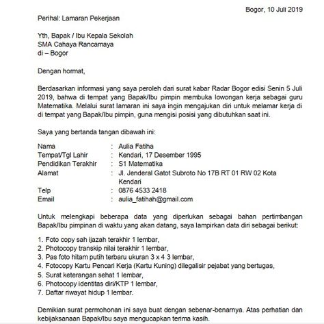 Detail Contoh Surat Lamaran Bimbel Nomer 41