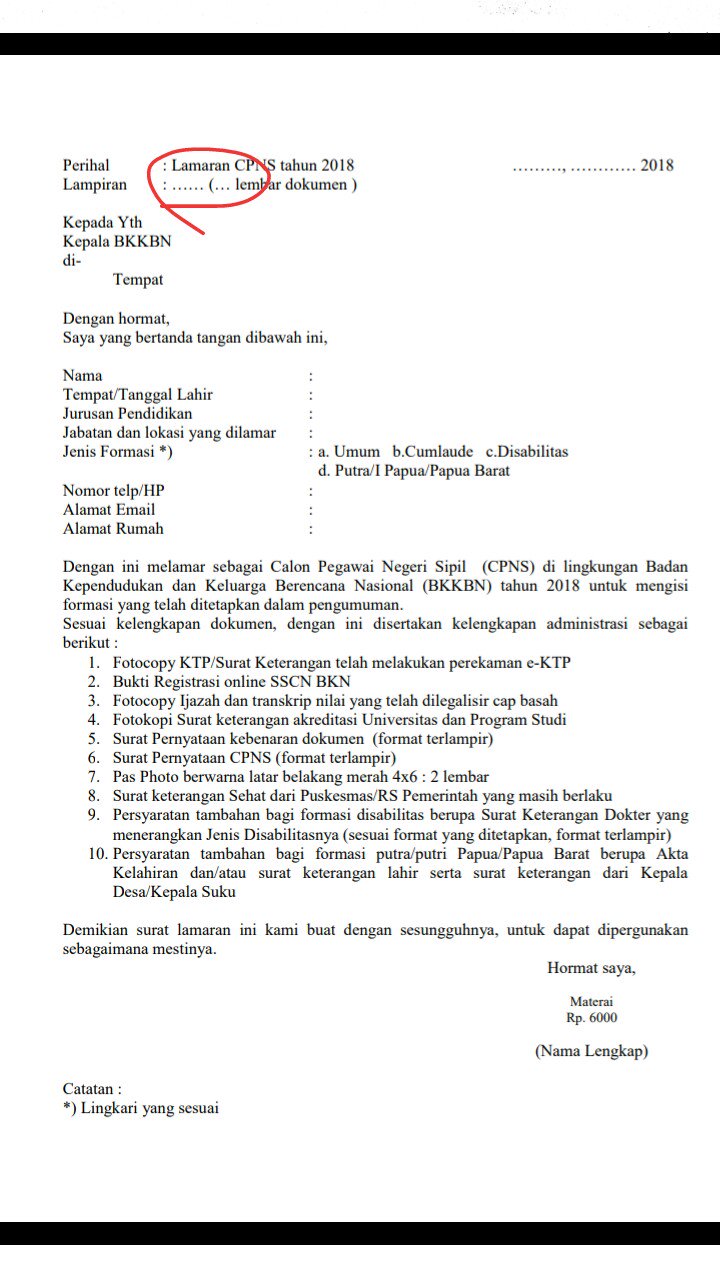 Detail Contoh Surat Lamaran Cpns Bkkbn Nomer 12