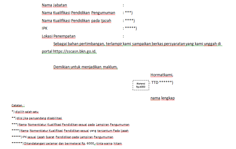 Detail Contoh Surat Lamaran Cpns Bkn Nomer 43