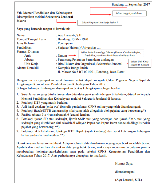 Detail Contoh Surat Lamaran Cpns Guru 2018 Doc Nomer 45