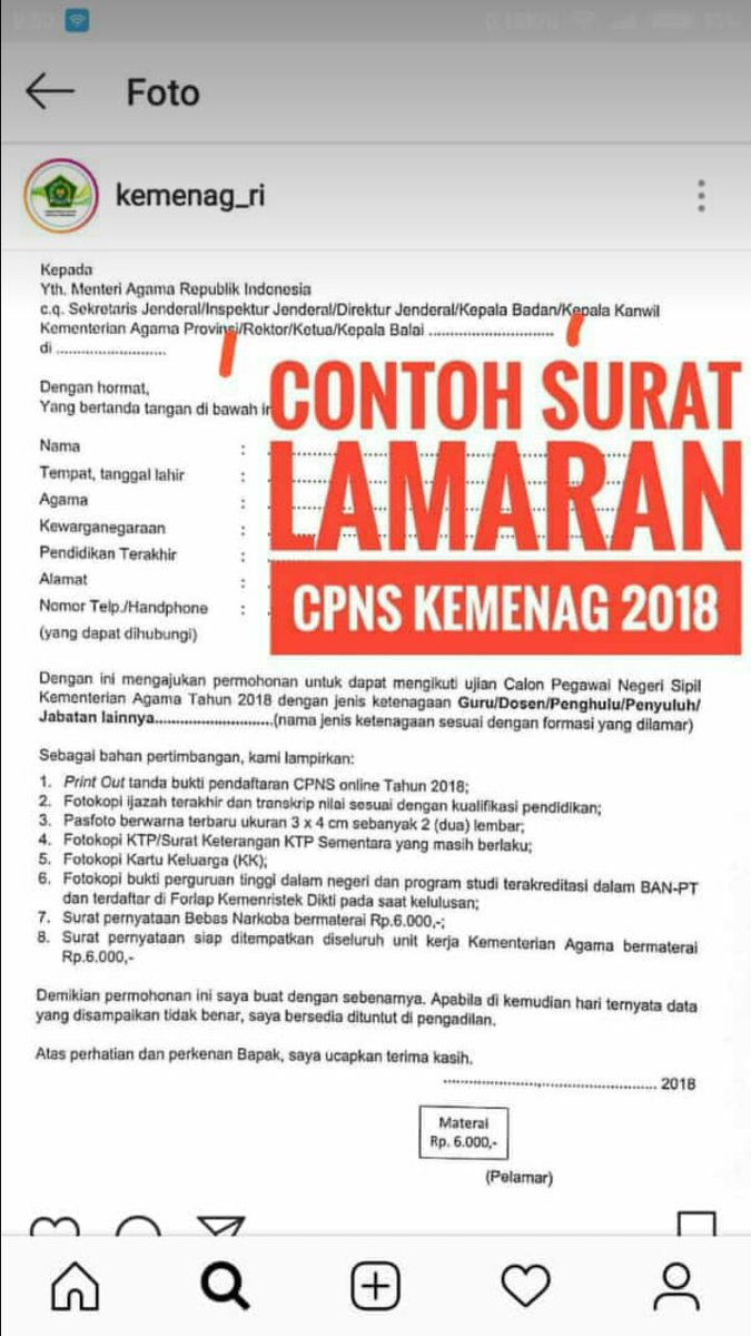 Detail Contoh Surat Lamaran Cpns Kemenag Nomer 49