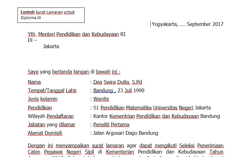 Detail Contoh Surat Lamaran Cpns Kemenkes Nomer 32