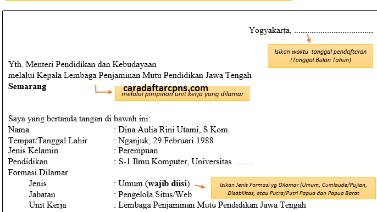 Detail Contoh Surat Lamaran Cpns Kemenkes Nomer 7
