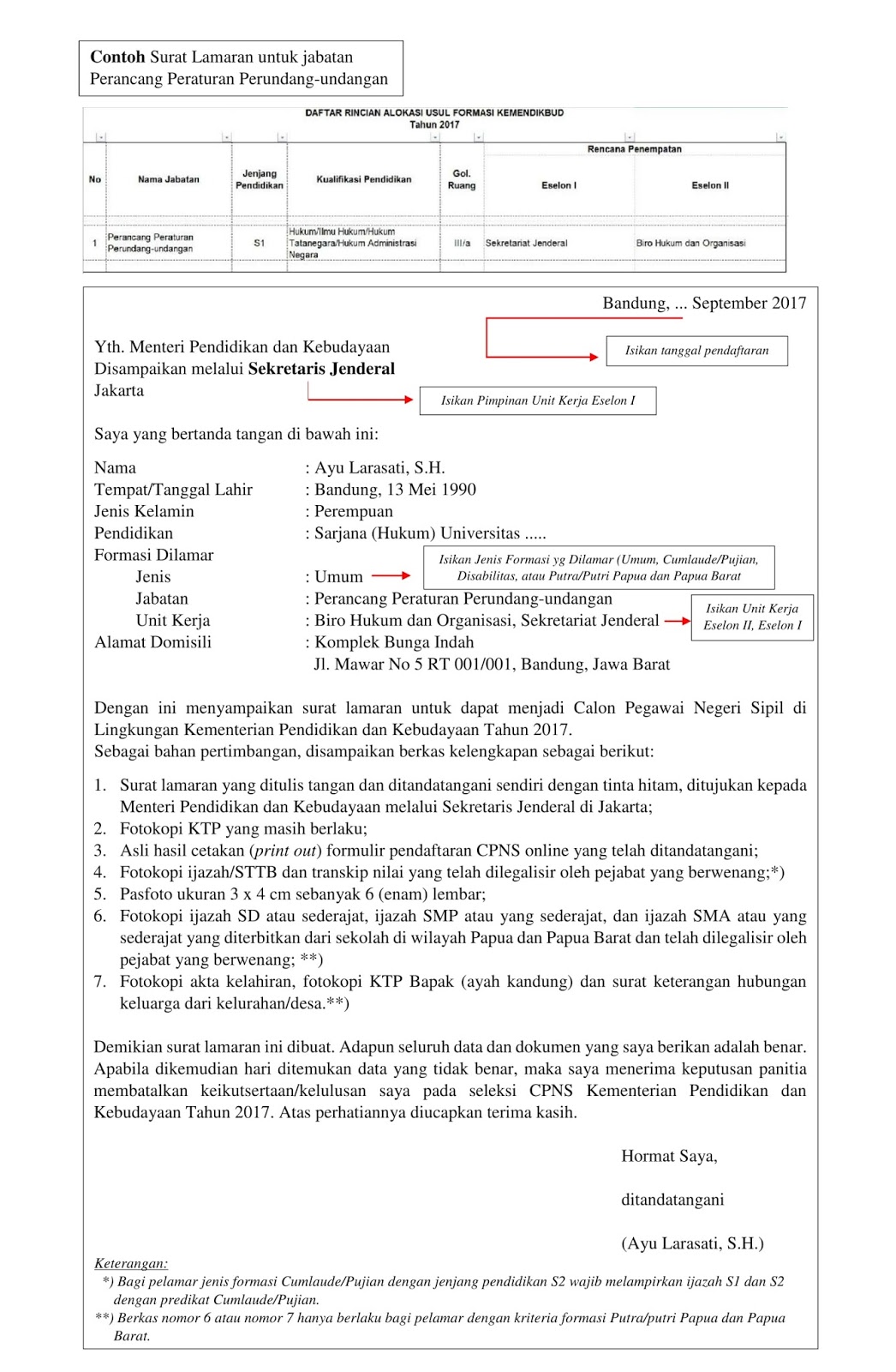 Detail Contoh Surat Lamaran Cpns Kemenkumham 2018 Nomer 44