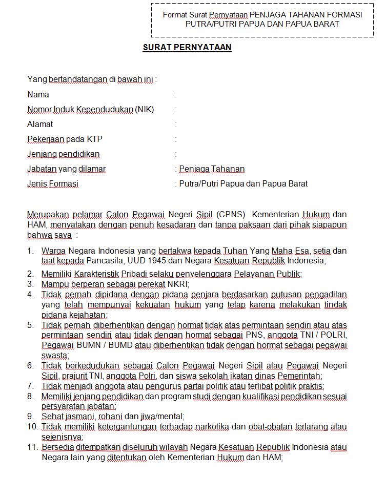 Detail Contoh Surat Lamaran Cpns Kemenkumham Nomer 57