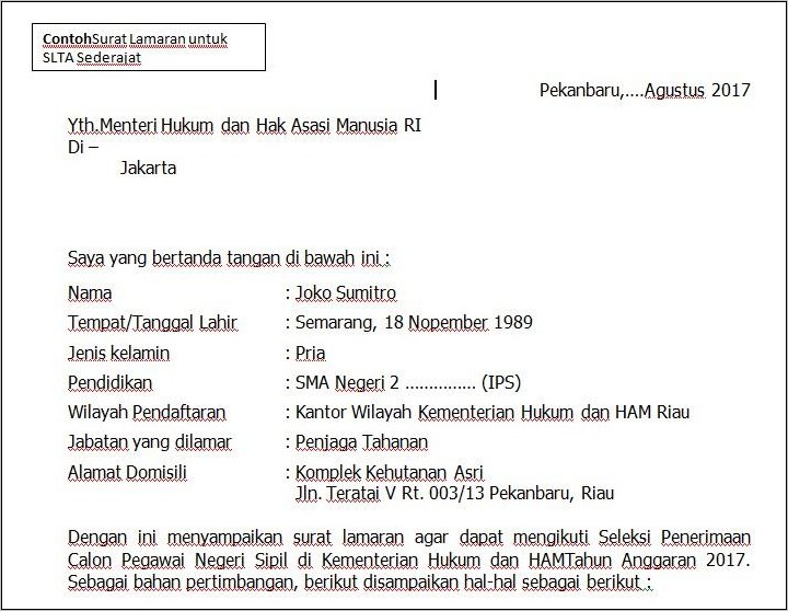 Detail Contoh Surat Lamaran Cpns Kemenristek Dikti Nomer 53