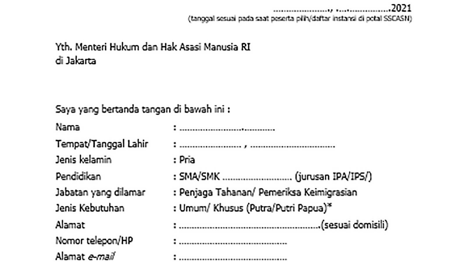 Detail Contoh Surat Lamaran Cpns Kementan Nomer 22