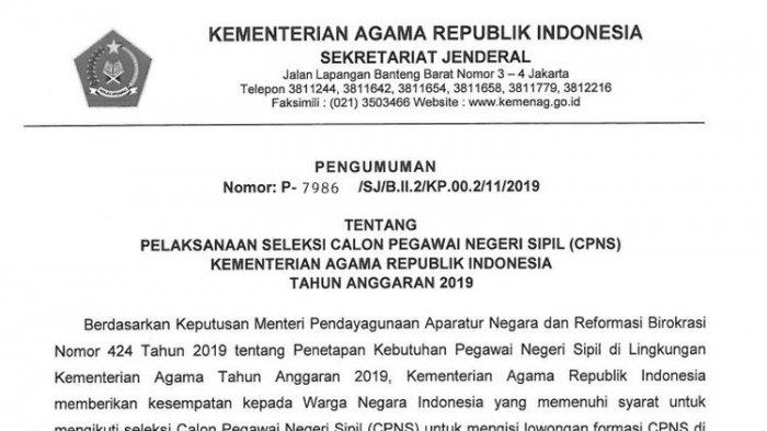 Detail Contoh Surat Lamaran Cpns Kementerian Agama Nomer 11