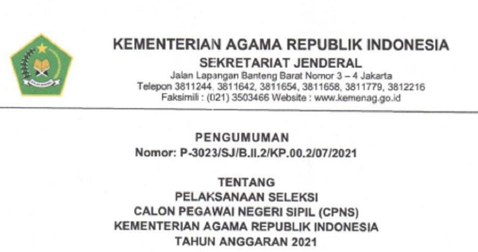 Detail Contoh Surat Lamaran Cpns Kementerian Agama Nomer 15