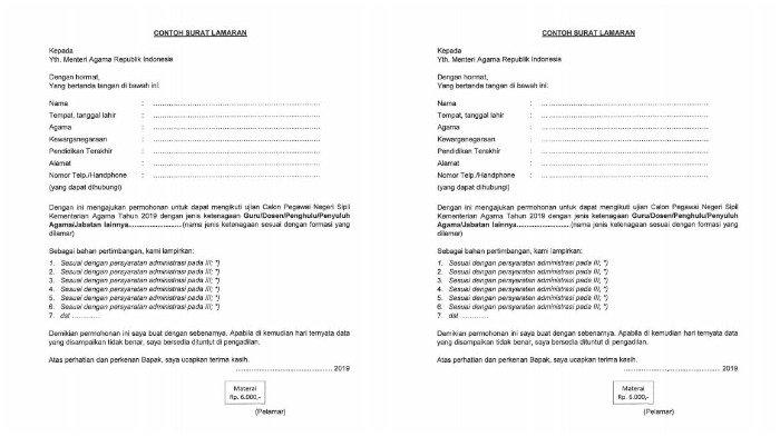 Download Contoh Surat Lamaran Cpns Kementerian Agama Nomer 3