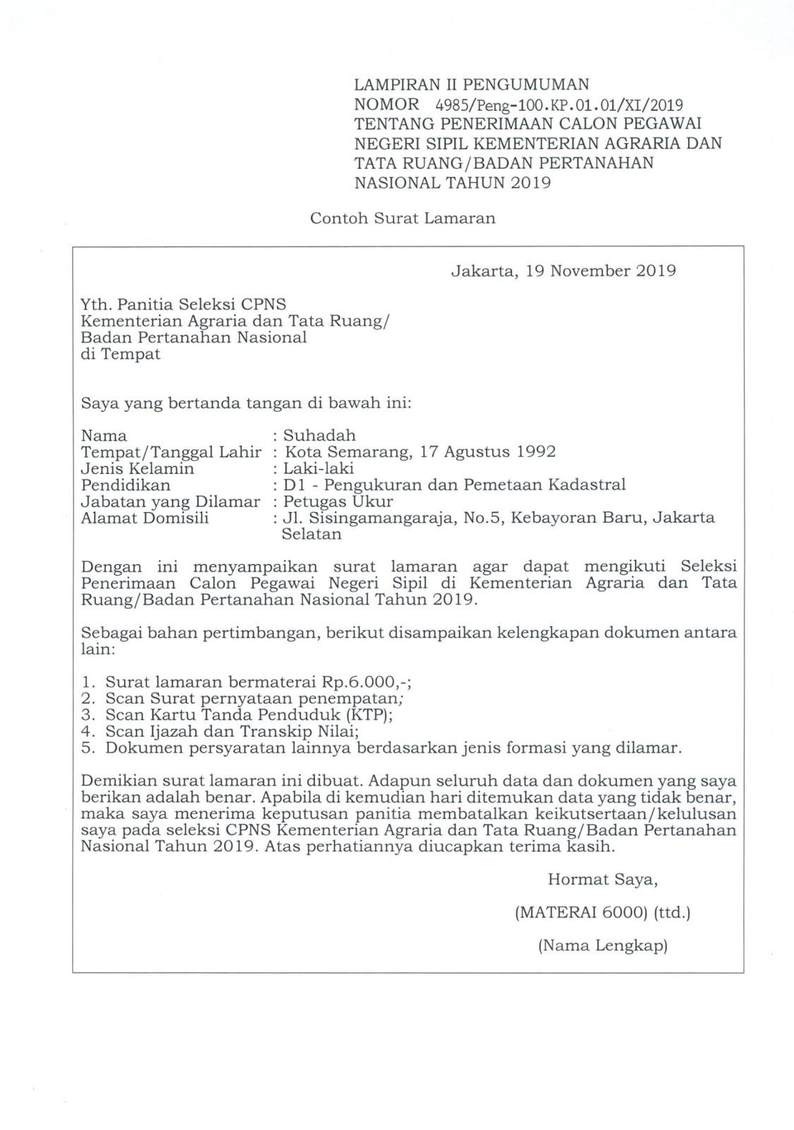 Detail Contoh Surat Lamaran Cpns Kementerian Perdagangan Nomer 41