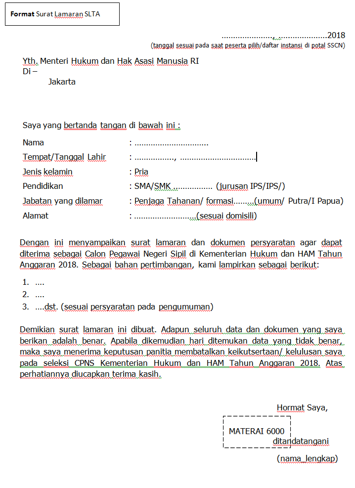 Detail Contoh Surat Lamaran Cpns Kementerian Pertanian Nomer 14