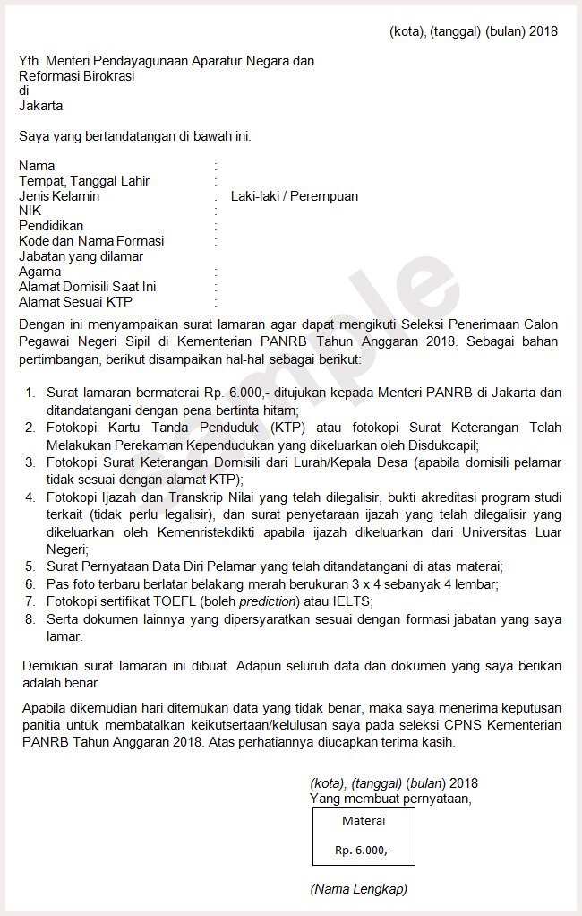 Detail Contoh Surat Lamaran Cpns Kementerian Pertanian Nomer 28