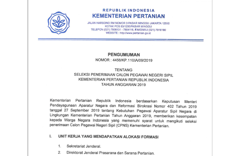 Detail Contoh Surat Lamaran Cpns Kementrian Pertanian Nomer 6