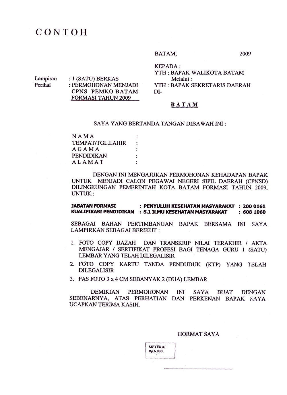 Detail Contoh Surat Lamaran Cpns Pendidikan Nomer 24