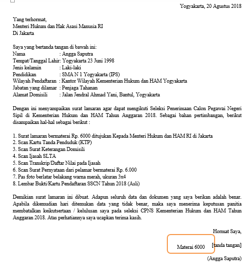 Detail Contoh Surat Lamaran Cpns Pendidikan Nomer 9