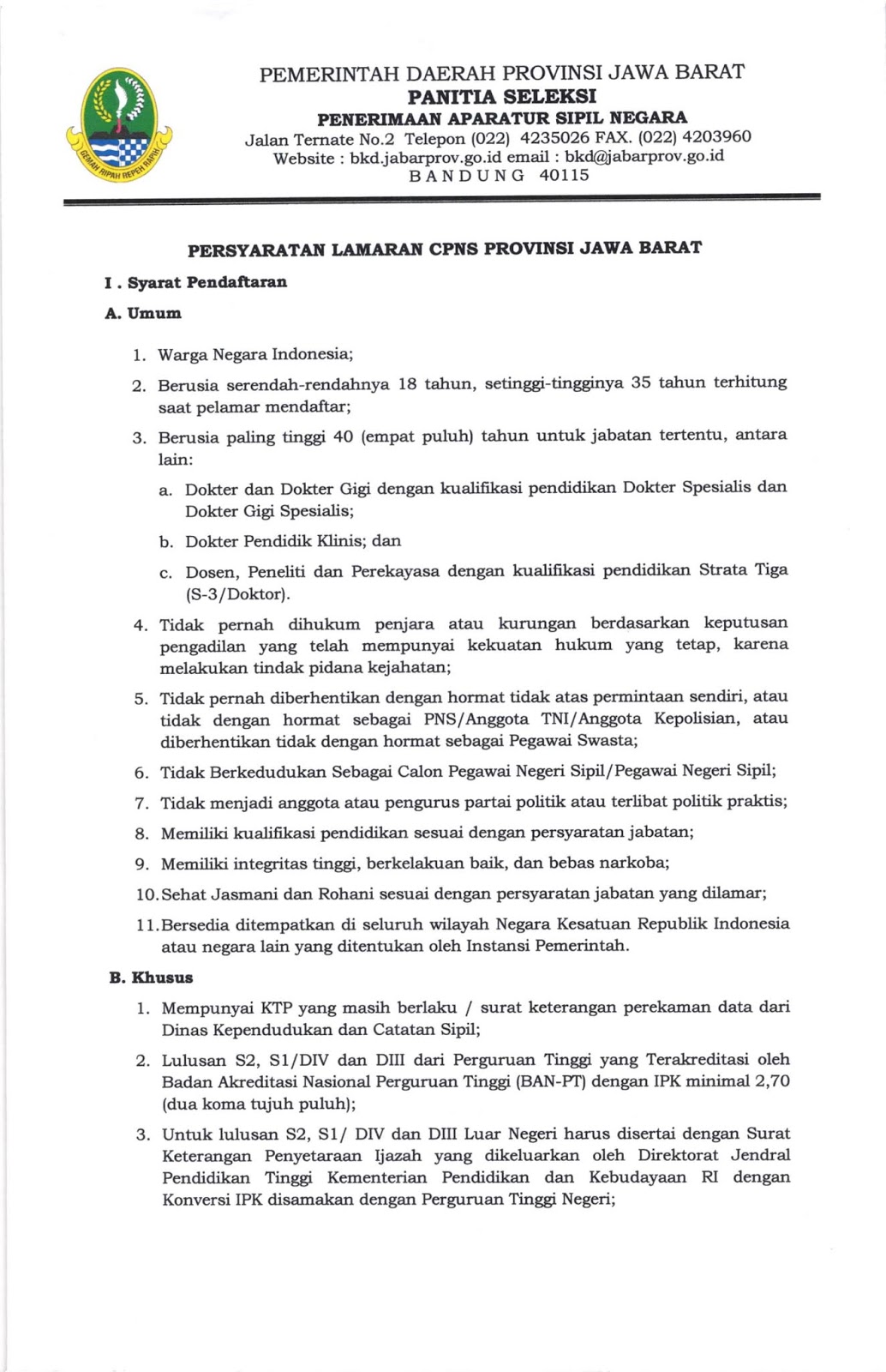 Detail Contoh Surat Lamaran Cpns Provinsi Jawa Barat Nomer 19