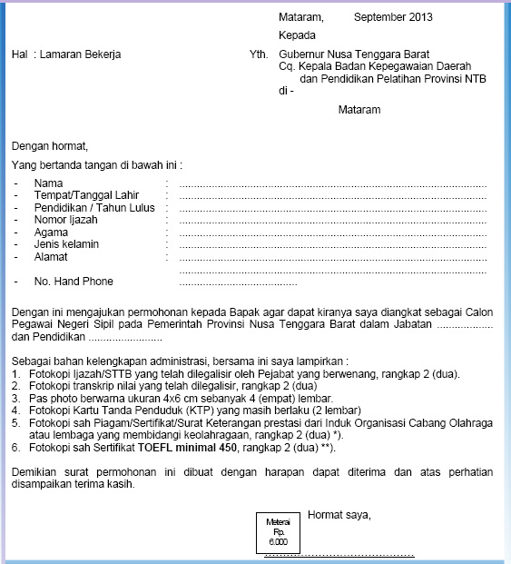 Detail Contoh Surat Lamaran Cpns Provinsi Jawa Barat Nomer 32