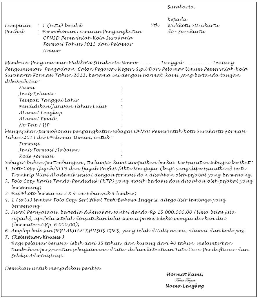 Detail Contoh Surat Lamaran Cpns S1 Nomer 47