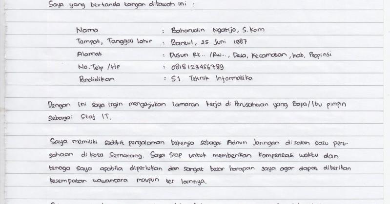 Detail Contoh Surat Lamaran Cpns Tulis Tangan Nomer 24