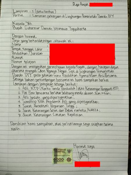 Detail Contoh Surat Lamaran Cpns Tulis Tangan Nomer 4