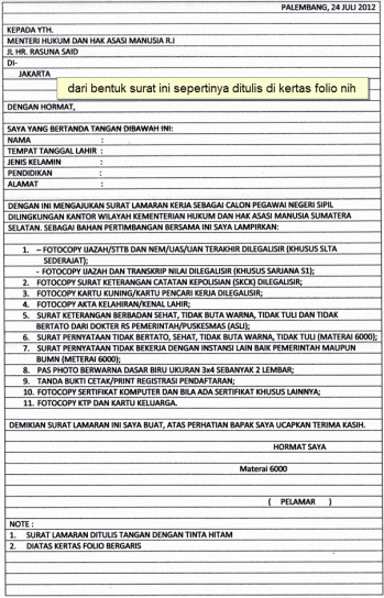 Detail Contoh Surat Lamaran Cpns Tulis Tangan Nomer 33