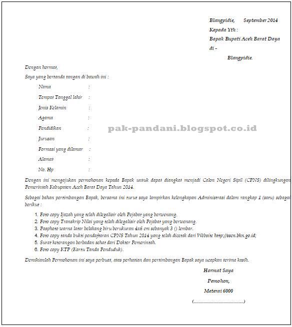 Detail Contoh Surat Lamaran Cpns Tulis Tangan Untuk Bupati Nomer 13