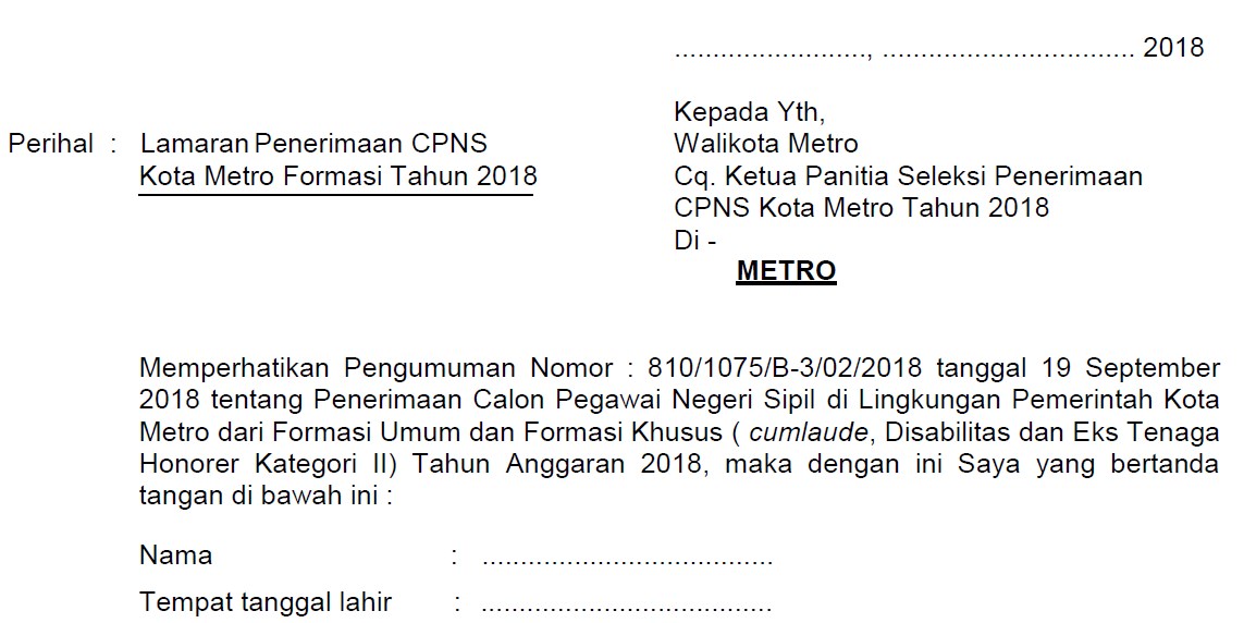 Detail Contoh Surat Lamaran Cpns Umum Nomer 46