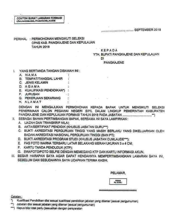 Detail Contoh Surat Lamaran Cpns Untuk Bupati Nomer 24