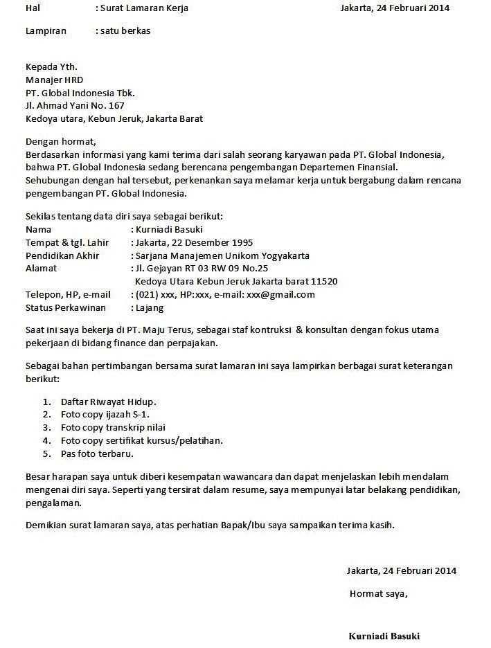 Detail Contoh Surat Lamaran Dan Cv Nomer 21