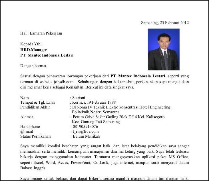 Detail Contoh Surat Lamaran Dan Cv Nomer 37