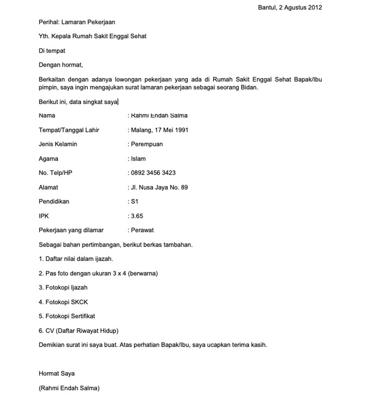 Detail Contoh Surat Lamaran Dan Cv Nomer 43