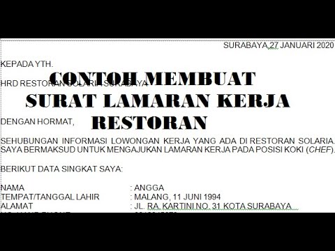 Detail Contoh Surat Lamaran Di Restoran Nomer 38