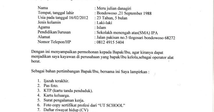 Detail Contoh Surat Lamaran Dishub Nomer 21