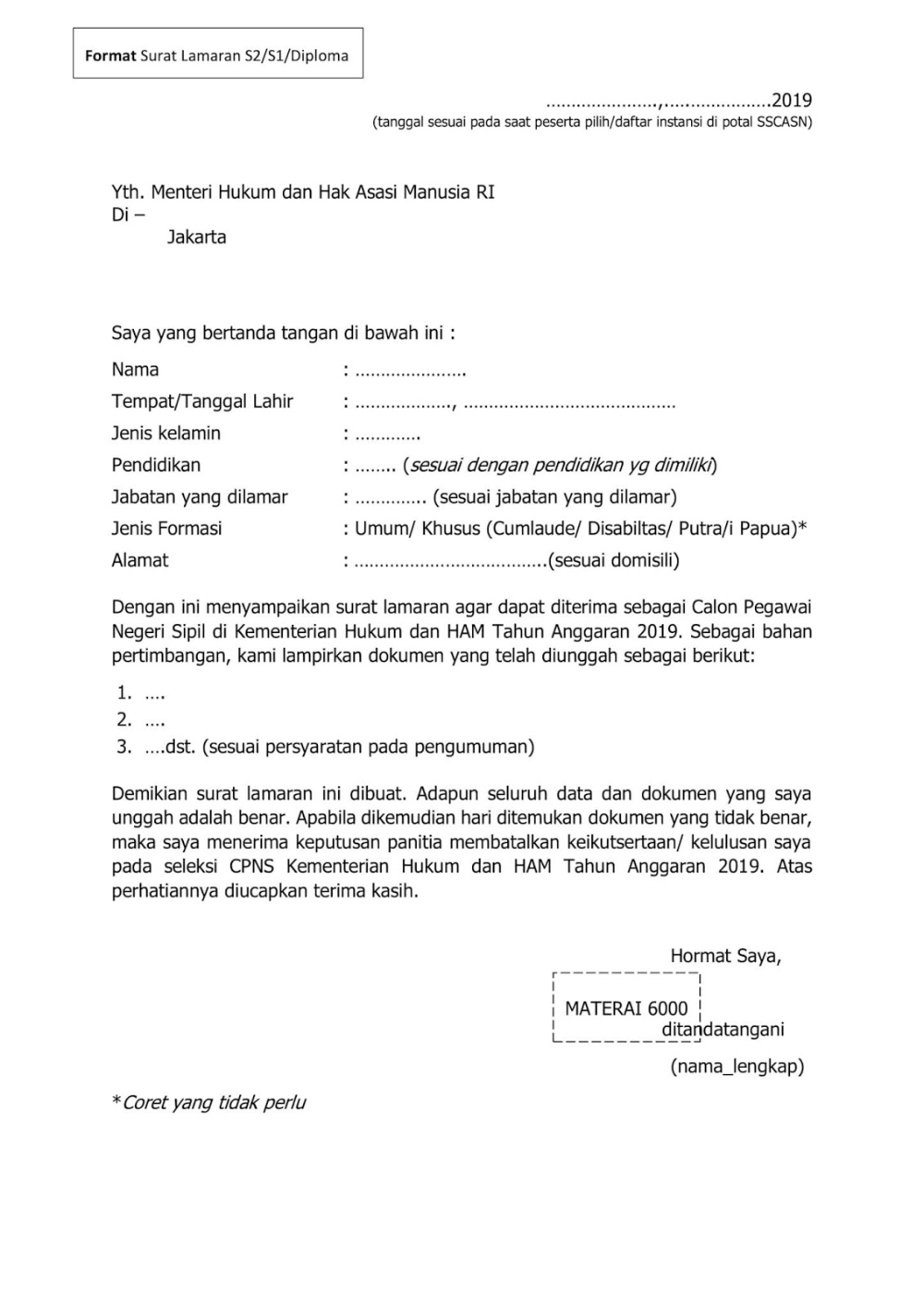 Detail Contoh Surat Lamaran Ditujukan Kepada Menteri Hukum Dan Ham Ri Nomer 11