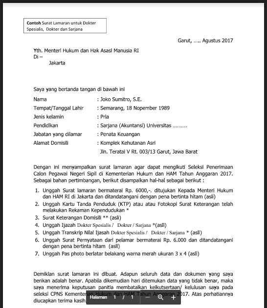 Detail Contoh Surat Lamaran Ditujukan Kepada Menteri Hukum Dan Ham Ri Nomer 52
