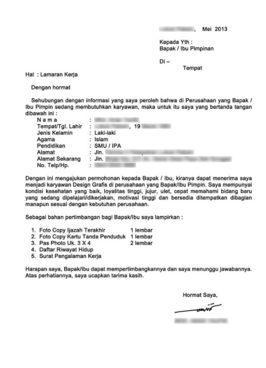 Detail Contoh Surat Lamaran Fresh Graduate Nomer 16