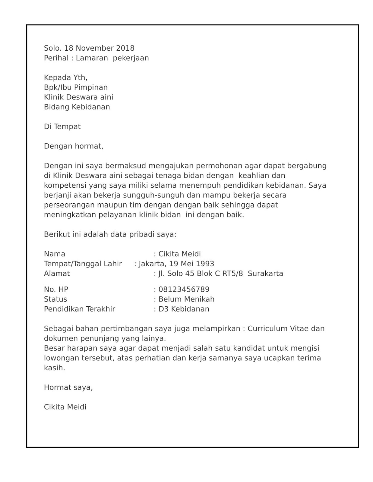 Detail Contoh Surat Lamaran Fresh Graduate Nomer 51