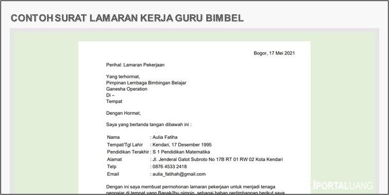 Detail Contoh Surat Lamaran Ganesha Operation Nomer 56