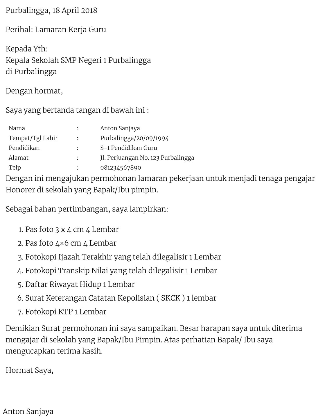 Detail Contoh Surat Lamaran Guru Tk Nomer 22