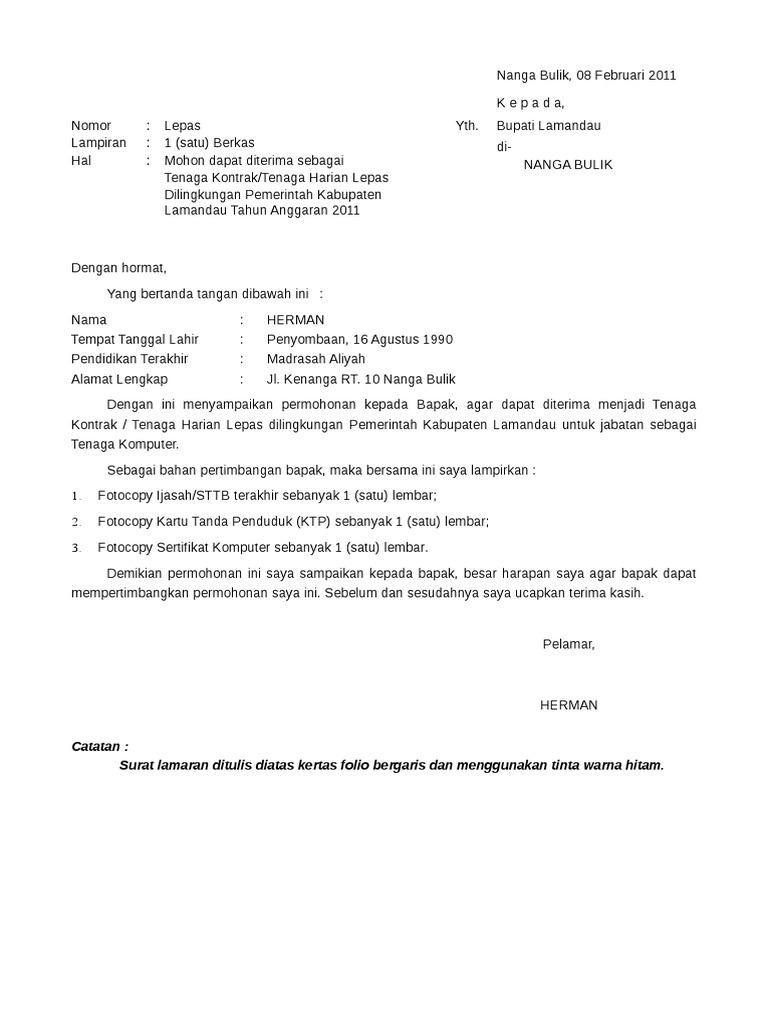 Detail Contoh Surat Lamaran Honorer Nomer 17