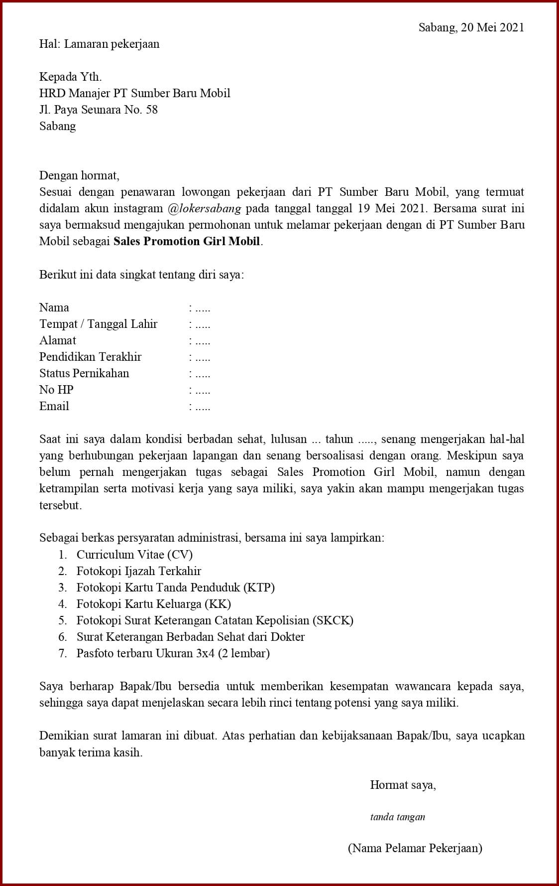 Detail Contoh Surat Lamaran Jne Nomer 47