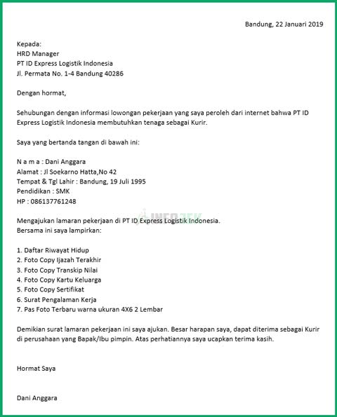 Detail Contoh Surat Lamaran Jne Nomer 48