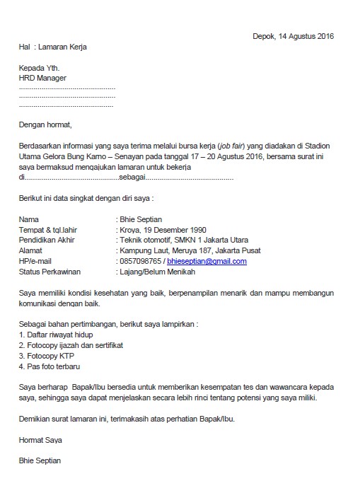 Detail Contoh Surat Lamaran Jobfair Nomer 16